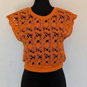 Zara Orange Crochet Crop Top
